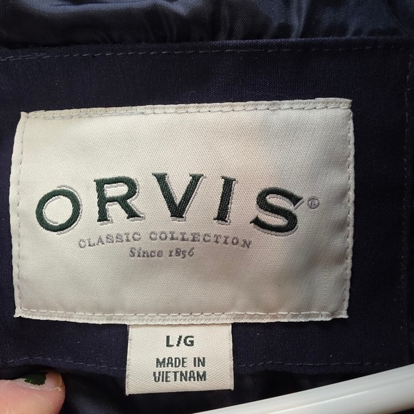 ORVIS Quilted Puffer Vest Navy Blue Full Zip Pockets Mens Lg Classic Collection - Picture 6 of 10